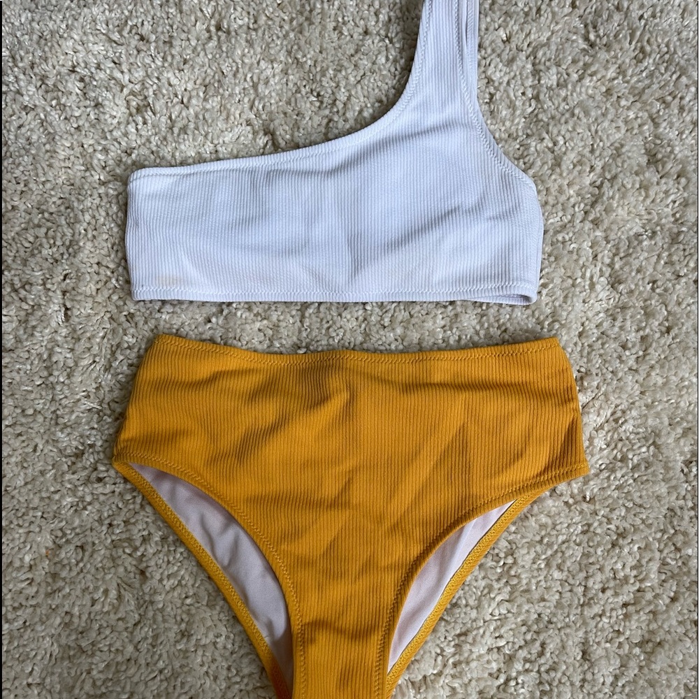 White and Yellow Shein Bikini Set